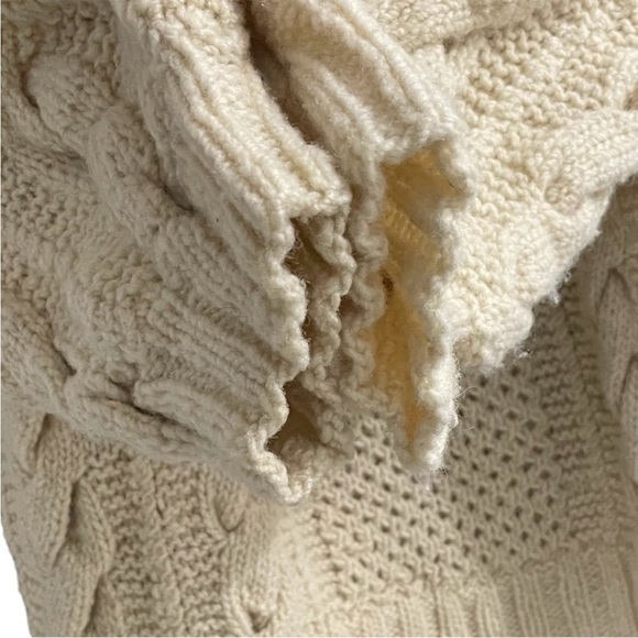 HAND KNIT Wool Chunky Knit Oversized Pullover Sweater Cream XL / XXL - Picture 6 of 8